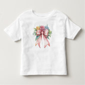 Roze Strik Watervlek Bloemen Coquette Meisjes Kinder Shirts (Voorkant)