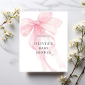 Roze Strik Welkom bij Baby Shower Poster