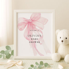 Roze Strik Welkom bij Baby Shower Poster