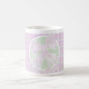Roze strik-Welkom Kleine- roze groote ruit  Koffiemok
