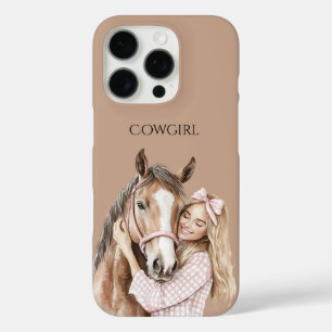 Roze strik western boerderij cowgirl paard iPhone 16 pro hoesje