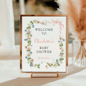Roze Strik Wilde Bloem Baby Shower Welkom Poster