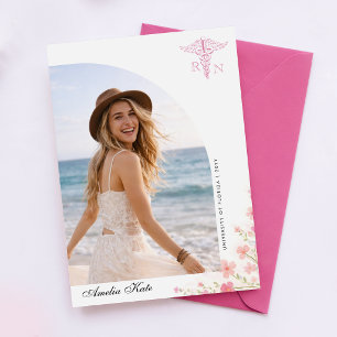 Roze Strik Wilde Bloem Verpleegkunde Afstudeeruitn Briefkaart