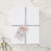 Roze Strik Wilde Bloemen Dank Je Cadeaulabel (Met Touw)
