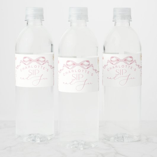 Roze strik Wildflower Sips zien Waterfles Etiket (Flessen)