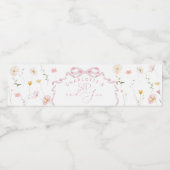 Roze strik Wildflower Sips zien Waterfles Etiket (Enkel label)