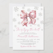 Roze Strik Winter Bruidsfeest Uitnodiging (Voorkant)