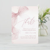 Roze Strik Winter Dertig Verjaardag Meisjes Feestj Kaart (Staand voorkant)