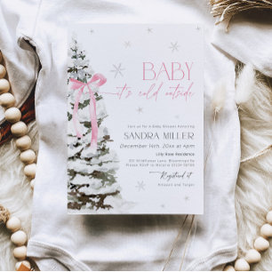 Roze Strik Winter Wonderland Meisje Baby Shower Kaart