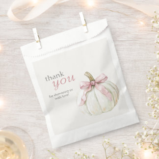 Roze Strik Witte Pompoen Baby Shower Favor Zakken Bedankzakje
