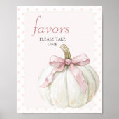 Roze Strik Witte Pompoen Favorieten Poster (Voorkant)