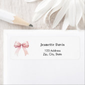 Roze strik witte retouradres etiket (Insitu)