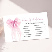 Roze strik Woorden van advies Baby Girl Shower Informatiekaartje