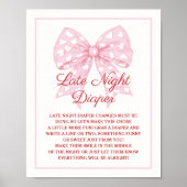 Roze Strik Zachtgekoesterde Baby Shower Late Night Poster (Voorkant)