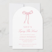 Roze strik Ze bindt de knoop Vrijgezellenfeest boo Kaart (Voorkant)