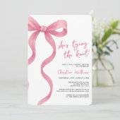 Roze strik Ze bindt het knoop Vrijgezellenfeest Kaart (Staand voorkant)