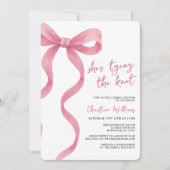 Roze strik Ze bindt het knoop Vrijgezellenfeest Kaart (Voorkant)