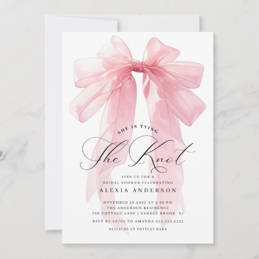 Roze strik Ze bindt het knoop Vrijgezellenfeest Kaart (Voorkant)