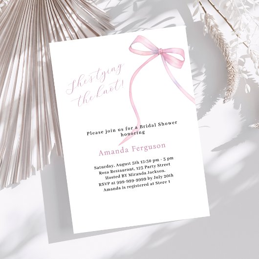 Roze strik Ze bindt het knoop Vrijgezellenfeest Kaart