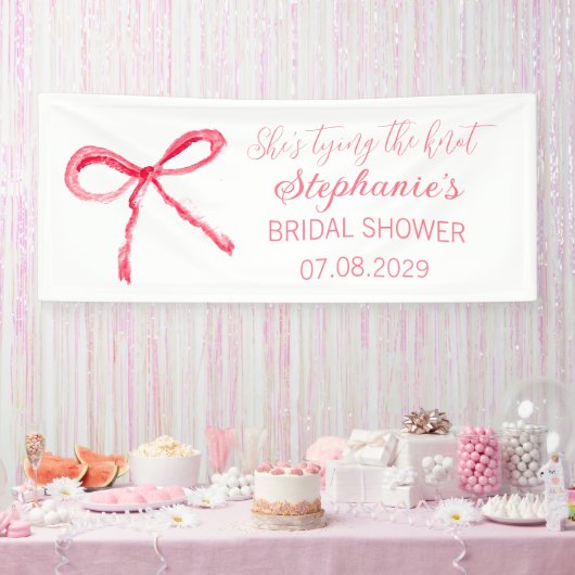 Roze strik Ze gaat trouwen Bruidsfeest Spandoek (Feest)