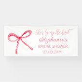 Roze strik Ze gaat trouwen Bruidsfeest Spandoek (Horizontaal)