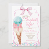 Roze strik Ze is Scoop Ice Cream Vrijgezellenfeest Kaart (Voorkant)