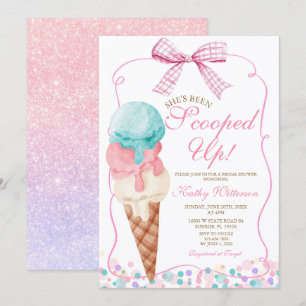 Roze strik Ze is Scoop Ice Cream Vrijgezellenfeest Kaart