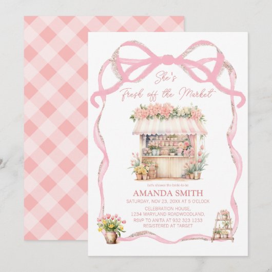 Roze strik Ze is vers van het Vrijgezellenfeest va Kaart (Voorkant / Achterkant)