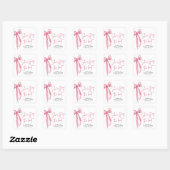 Roze Strik Ze Knoopt de Knoop Bruidsdouche Vierkante Sticker (Vel)