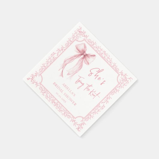 Roze Strik Ze Knoopt de Knoop Bruidsfeest Servet (Hoek)