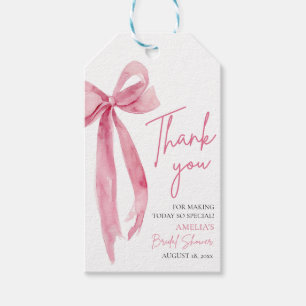 Roze Strik 'Ze Krijgt een Knoop' Bruidsmeisjesfees Cadeaulabel