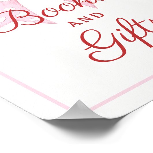 Roze Strik Zieltje Baby Shower Boeken en Cadeaus Poster (Hoek)