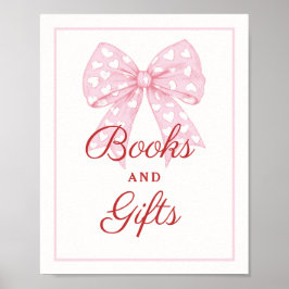 Roze Strik Zieltje Baby Shower Boeken en Cadeaus Poster