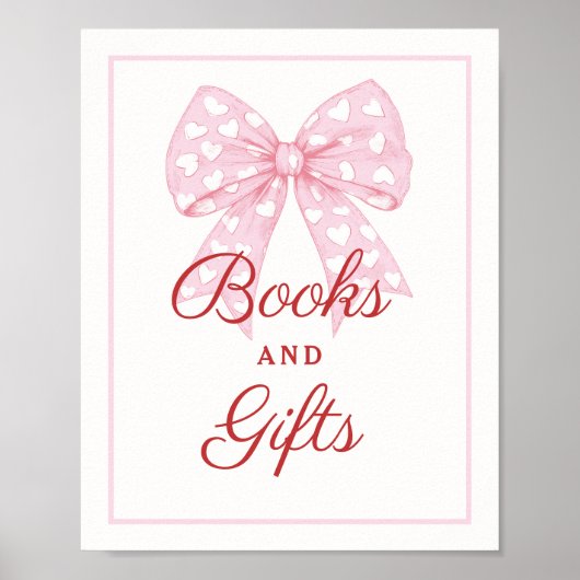 Roze Strik Zieltje Baby Shower Boeken en Cadeaus Poster (Voorkant)