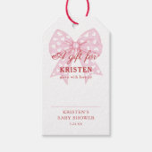 Roze Strik Zieltje Baby Shower Display Shower Cadeaulabel (Voorkant)