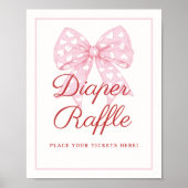 Roze Strik Zieltje Baby Shower Luier Tombola Bord Poster (Voorkant)