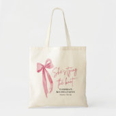 Roze strik Zij gaat trouwen Jonggezellenfeest Tote Bag (Voorkant)