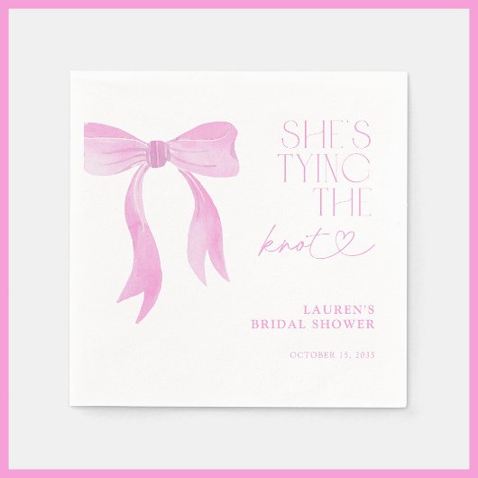 Roze strik zij knoopt de knoop bruids douche servet
