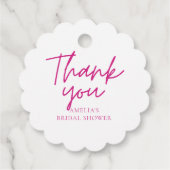 Roze strik Zij Knoopt de Knoop Bruidsdouche Bedankjes Labels (Achterkant)