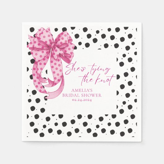 Roze strik Zij Knoopt de Knoop Bruidsdouche  Servet (Voorkant)