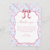 Roze Strik Zij Knoopt de Knoop Bruidsfeest Bedankkaart (Voorkant / Achterkant)