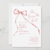 Roze Strik Zij Knoopt de Knoop Bruidsfeest Kaart (Voorkant)