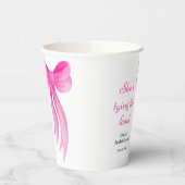 Roze strik zij knoopt de knoop bruidsfeest  papieren bekers (Links)