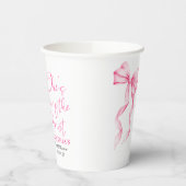 Roze Strik Zij Knoopt de Knoop Bruidsfeest Papieren Bekers (Links)