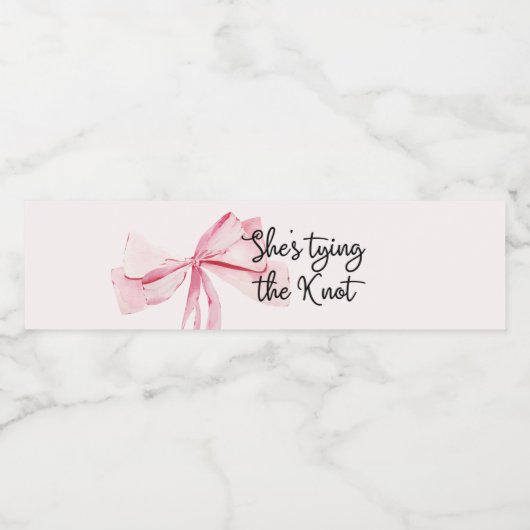 Roze Strik Zij Knoopt De Knoop Bruidsfeest Waterfles Etiket (Enkel label)
