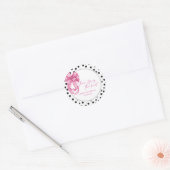 Roze strik Zij Knoopt het Bruiloftsfeest  Ronde Sticker (Envelop)
