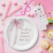 Roze Strik Zij Krijgt De Knoop Bruidsfeest Papieren Bordje (Feest)