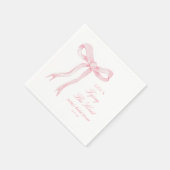 Roze Strik Zij Krijgt De Knoop Bruidsfeest Servet (Hoek)