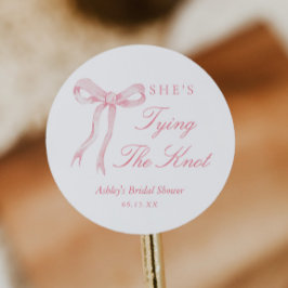 Roze Strik Zij Krijgt Een Knoop Bruidsfeest Ronde Sticker