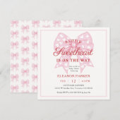 Roze Strik ZSweetheart Baby Shower Vierkant Kaart (Voorkant / Achterkant)